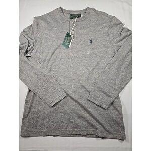 Nwt Polo Country Ralph Lauren Mens L/S Gray Medium Henley Shirt Logo Classic Fit
